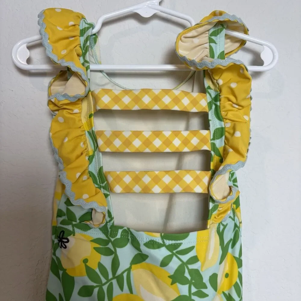 Matilda Jane Cool One Piece Floral 6‎ Girl Yellow Lemon Summer beach vacation